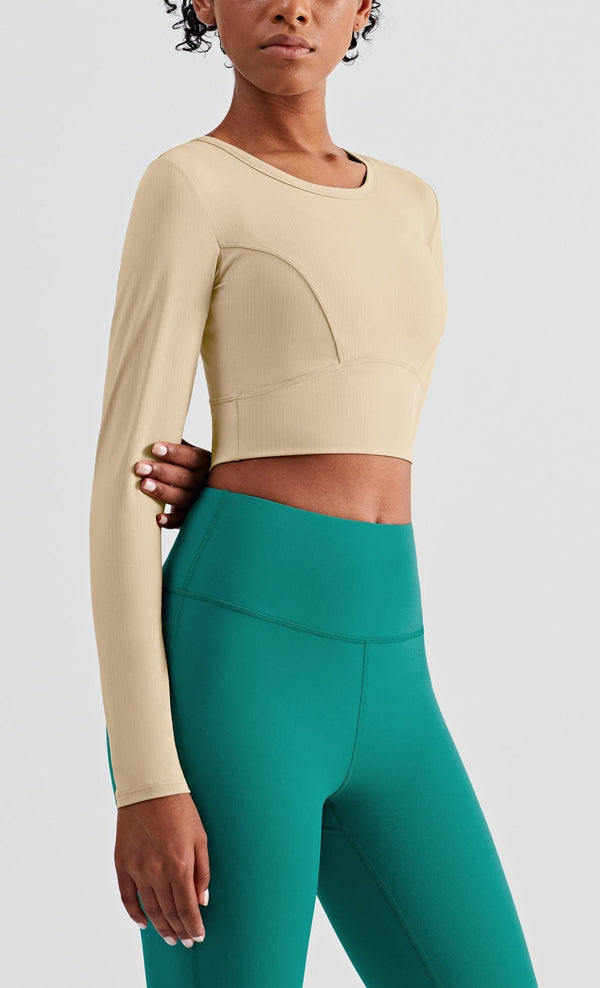 anna kaci Cropped Contouring Long Sleeve Top