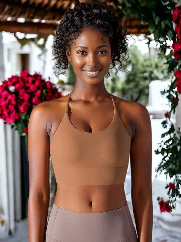 Anna Kaci Crossed Back Fitness Yoga Sports Bra