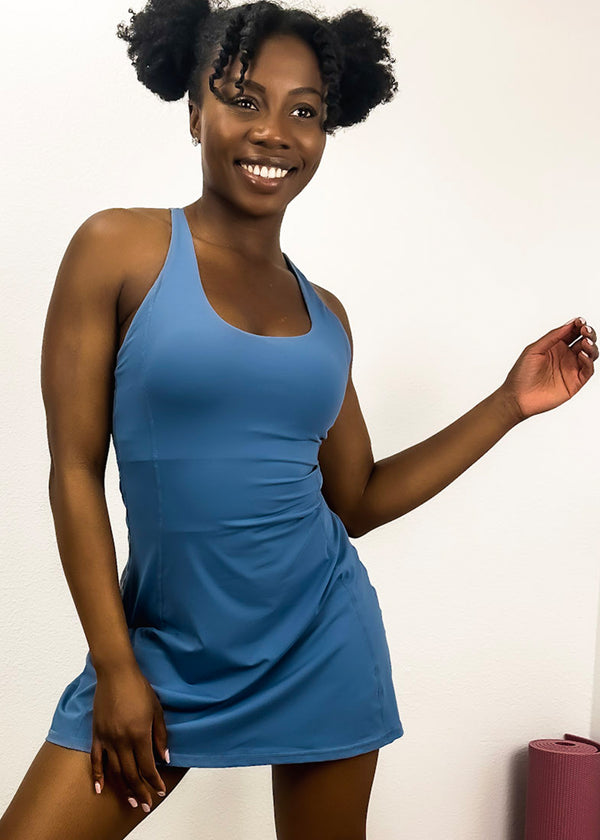 Anna Kaci Crossing Back Straps Mini Exercise Dress