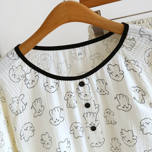 Anna Kaci Dog Pattern Textured Pajama Coordinates