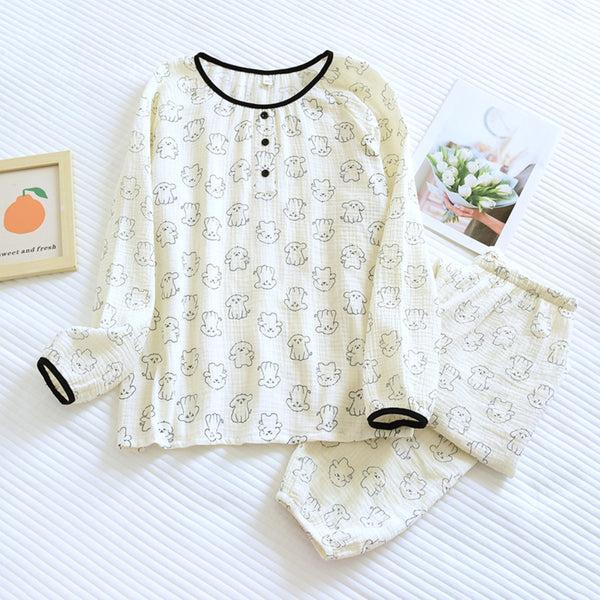 anna kaci Dog Pattern Textured Pajama Coordinates