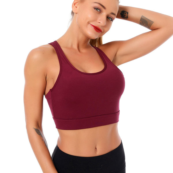 Anna Kaci Double Crossover Wide Strap Sports Bra
