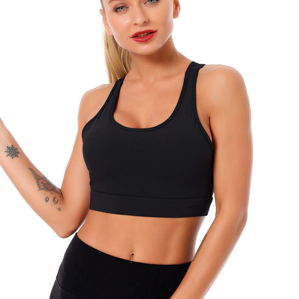 Anna Kaci Double Crossover Wide Strap Sports Bra