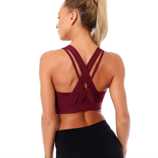 anna kaci Double Crossover Wide Strap Sports Bra