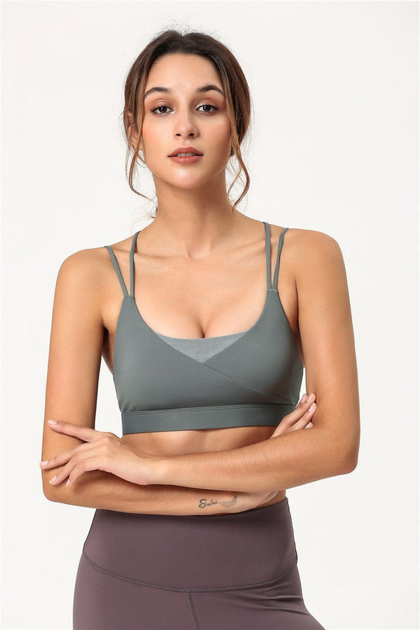 Anna Kaci Double Strap Adjustable Clasp Sports Bra