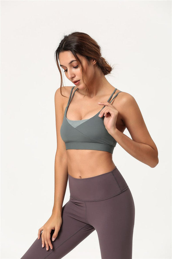 Anna Kaci Double Strap Adjustable Clasp Sports Bra