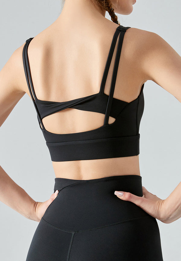 Anna Kaci Double Strap Back Sports Top