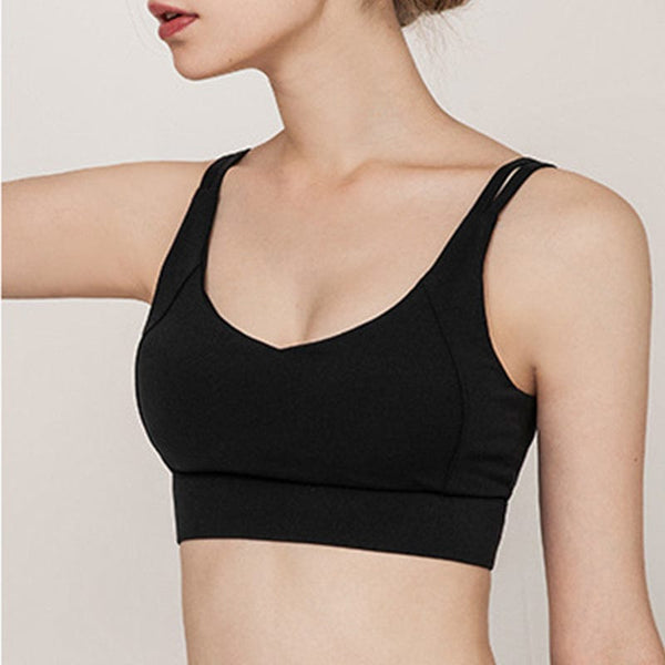 Anna Kaci Double Strap Twist Back Sports Bra