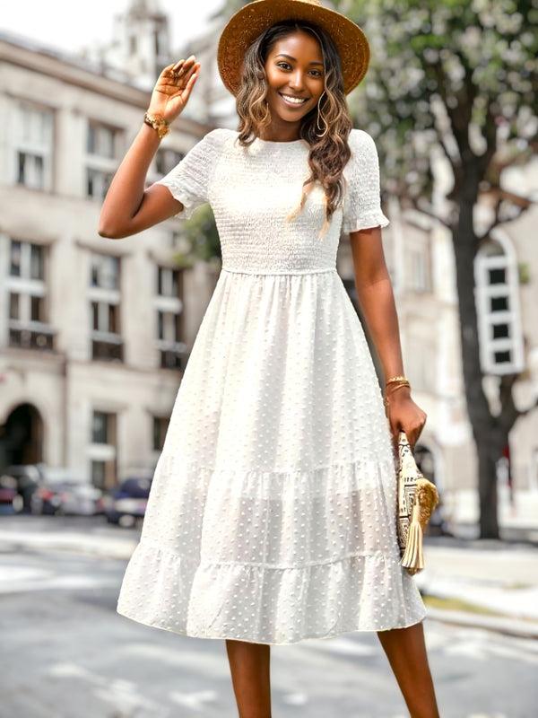 Anna Kaci Double Textured Tiered Dress