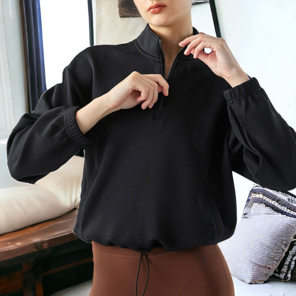 anna kaci Drawstring Hem Mock Neck Sweater