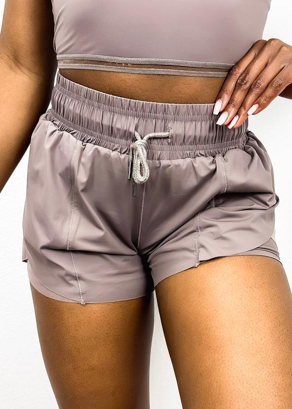 anna kaci Drawstring Waist Lined Active Shorts
