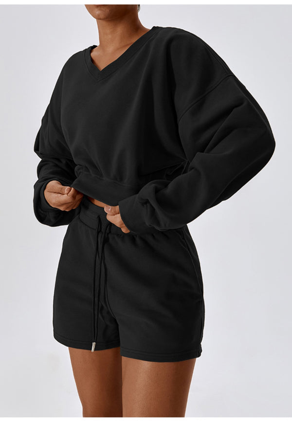 Anna Kaci Drop Shoulder Cropped Sweater