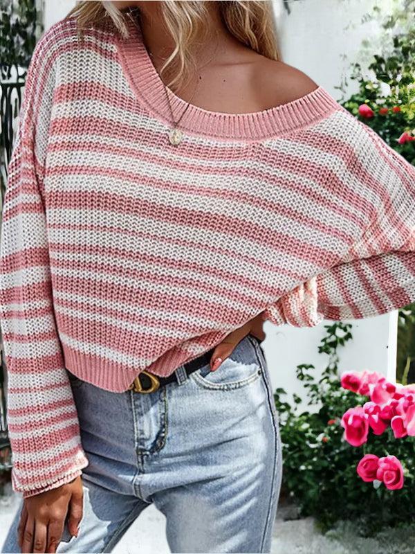 Anna Kaci Drop Shoulder Striped Sweater