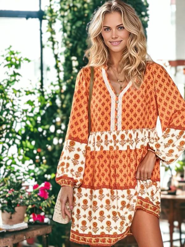 anna kaci Floral Pattern Boho Dress