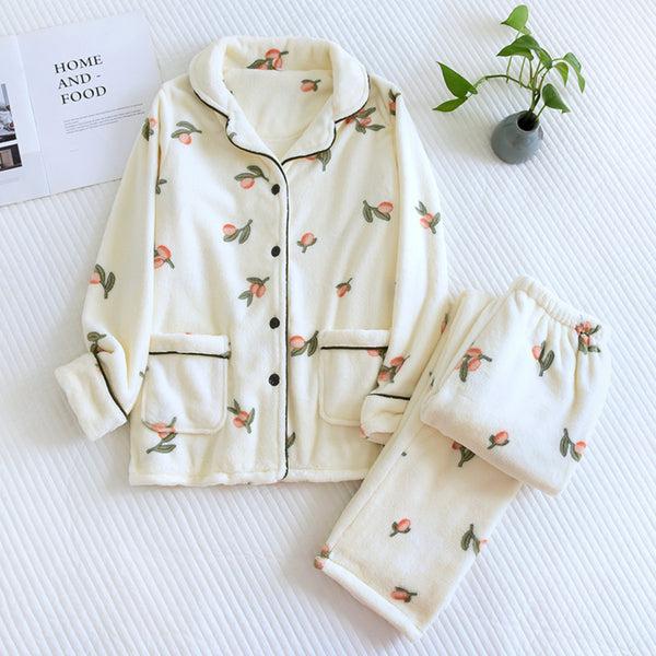 anna kaci Floral Print Fuzzy Pajama Coordinates