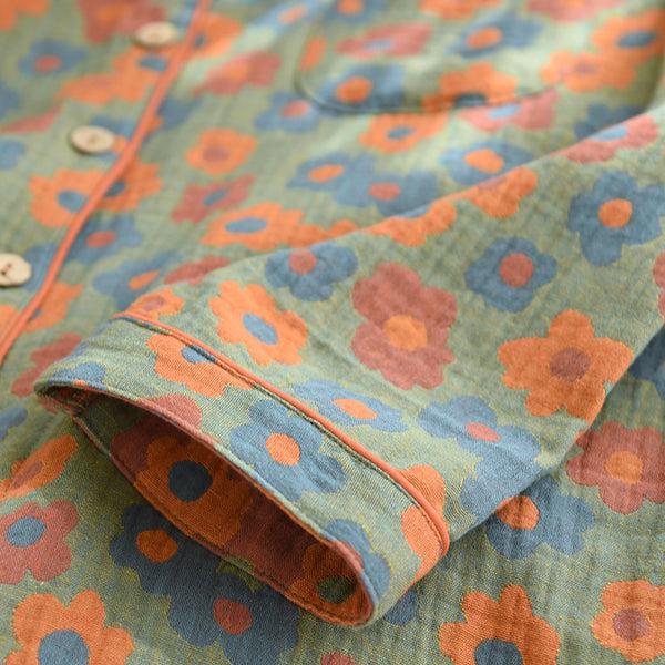 Anna Kaci Floral Print Textured Pajama Set