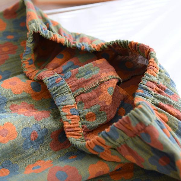 Anna Kaci Floral Print Textured Pajama Set