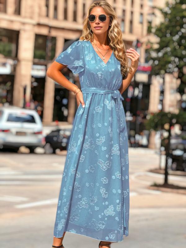 Anna Kaci Floral Sheer Detail Wrap Dress