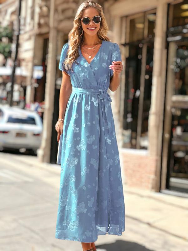 Anna Kaci Floral Sheer Detail Wrap Dress