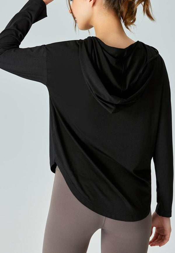 Anna Kaci Henley Button Drop Shoulder Hoodie