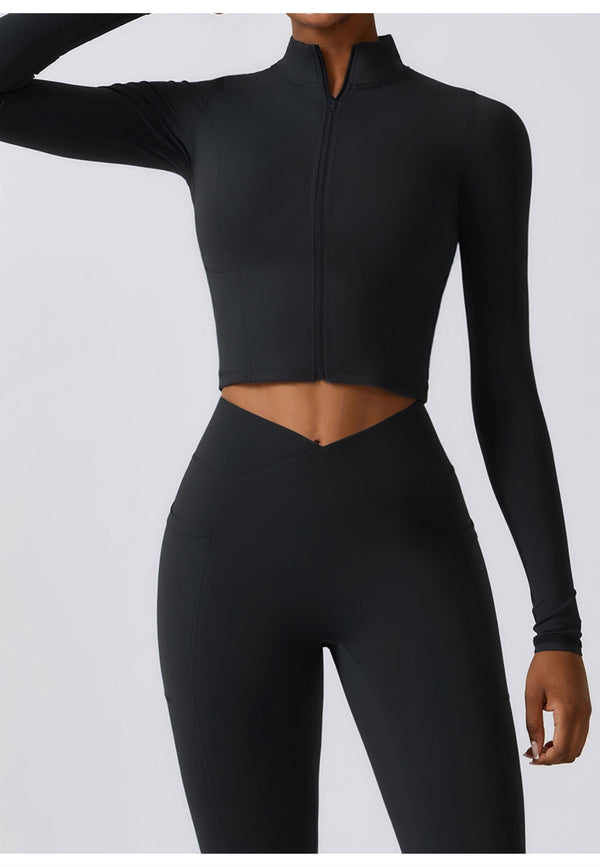 Anna Kaci High Collar Zip-Up Sports Jacket