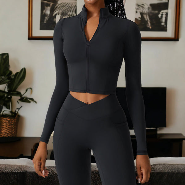 anna kaci High Collar Zip-Up Sports Jacket