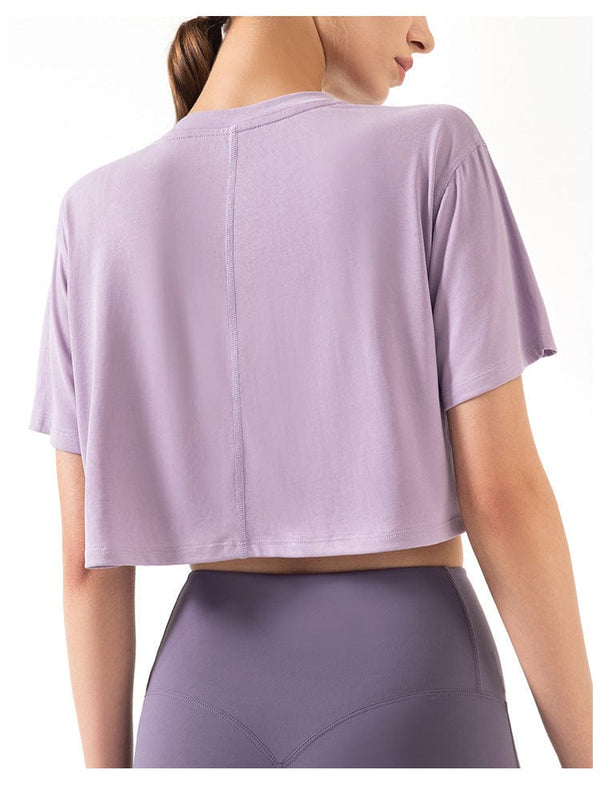 Anna Kaci High Neck Cropped Boxy Fitness Tee