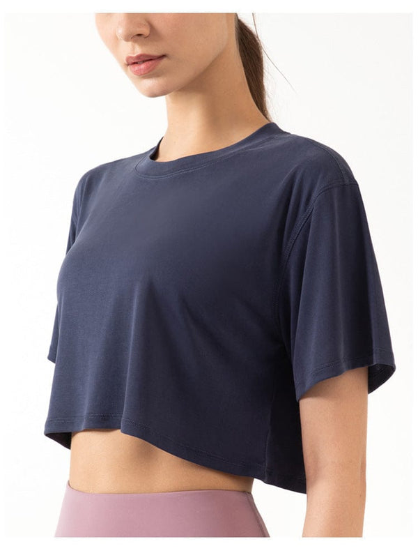Anna Kaci High Neck Cropped Boxy Fitness Tee