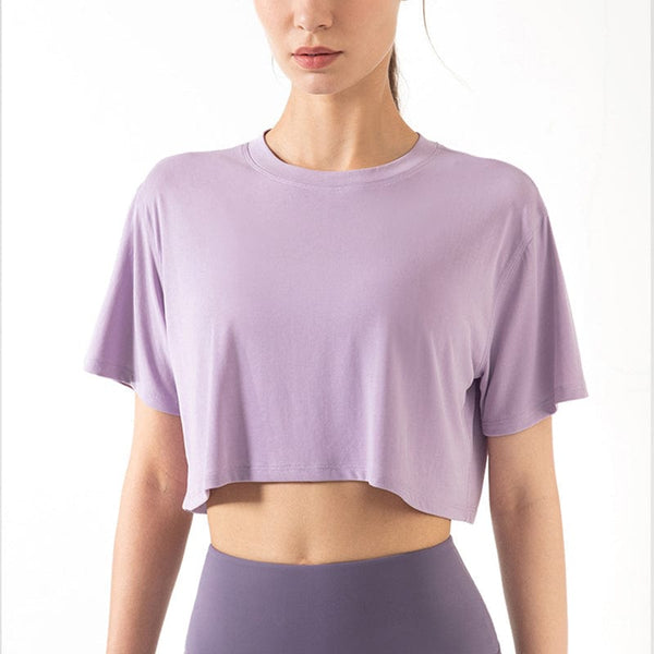 anna kaci High Neck Cropped Boxy Fitness Tee