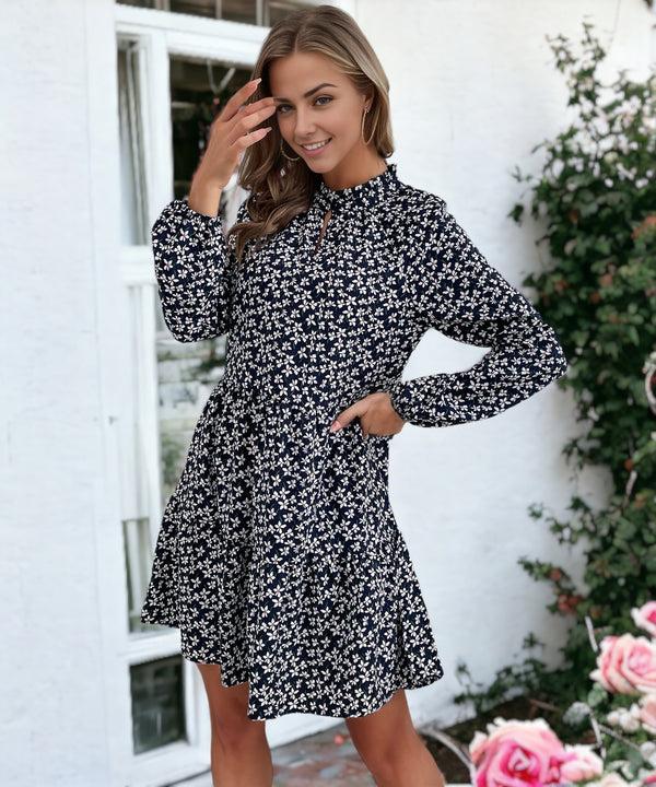 Anna Kaci Keyhole Front Floral Print Dress