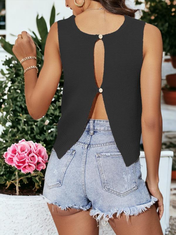 Anna Kaci Knitted Buttoned Back Camisole