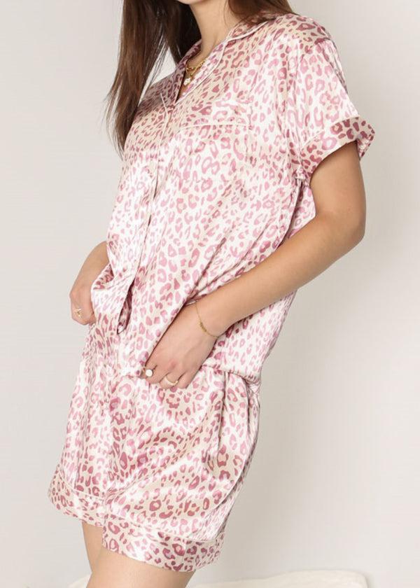 Anna Kaci Leopard Print Satin Sleepwear