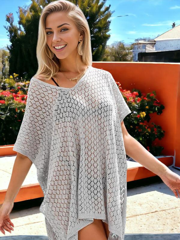 Anna Kaci Loose Knitted Beach Bikini Cover-Up