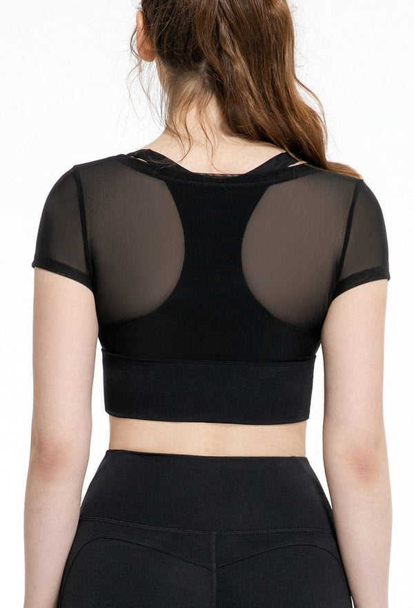 Anna Kaci Mesh Cover Sports Bra Top