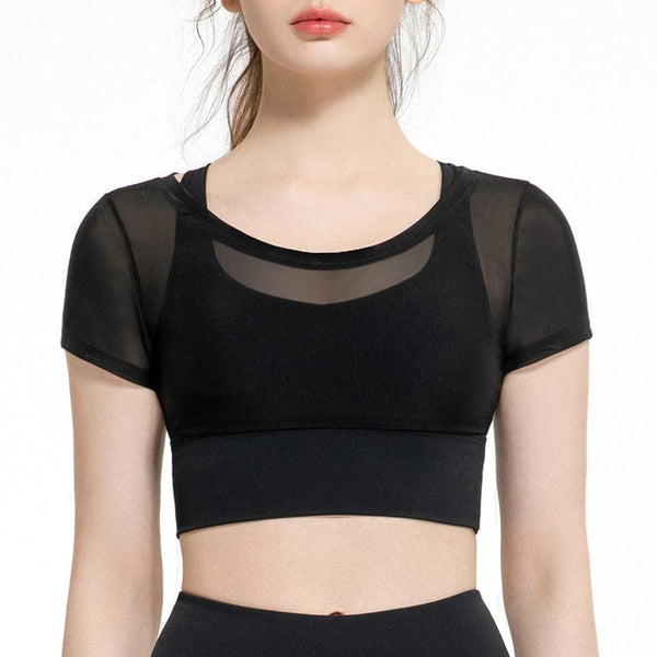 anna kaci Mesh Cover Sports Bra Top