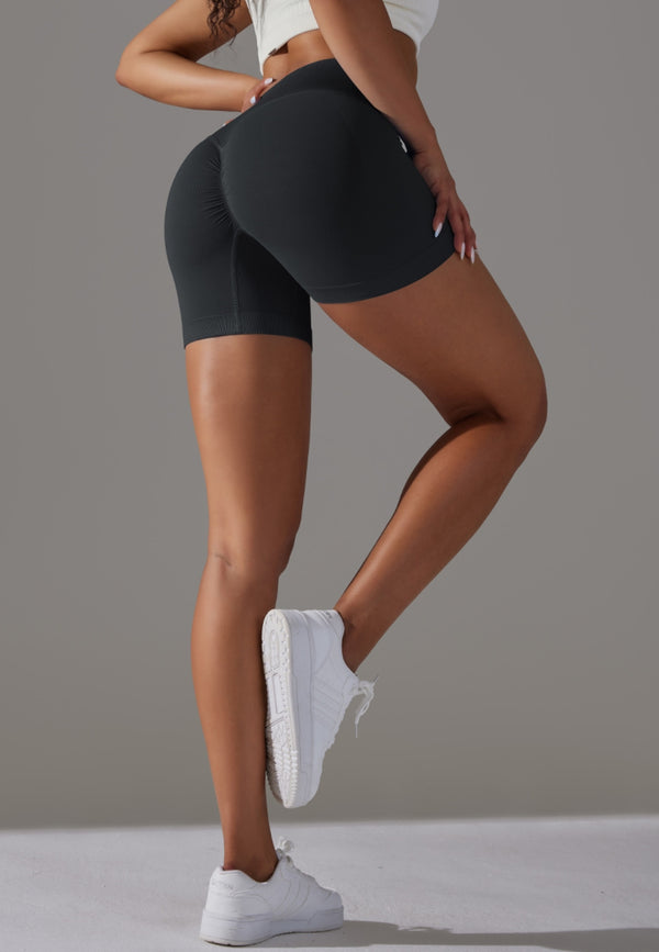 Anna Kaci Overlap Ribbed V-Waist Shorts