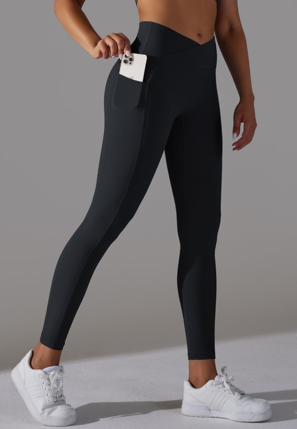 Anna Kaci Overlap V-Waist Pocket Leggings