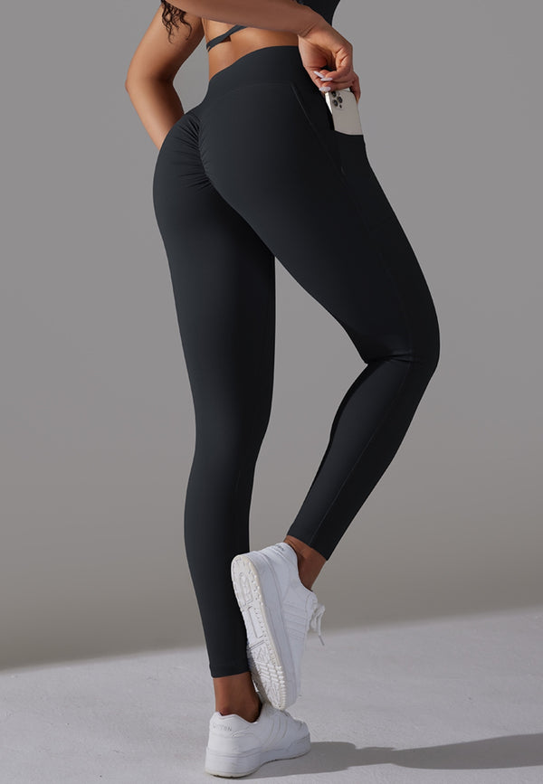 Anna Kaci Overlap V-Waist Pocket Leggings