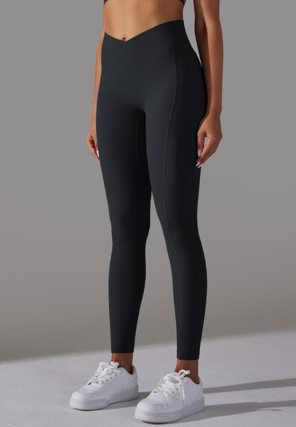 Anna Kaci Overlap V-Waist Pocket Leggings