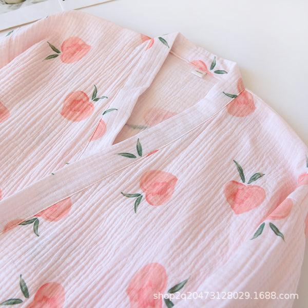 Anna Kaci Peach Print Surplice Pajama Coordinates