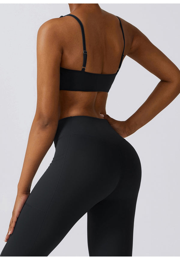 Anna Kaci Plunge Neck Twist Front Sports Bra