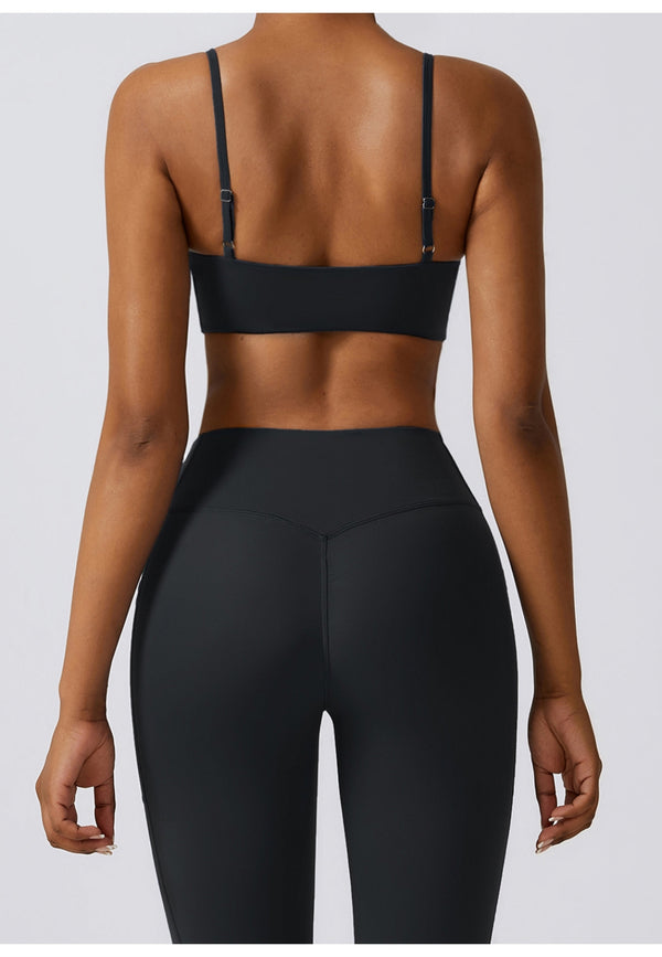 Anna Kaci Plunge Neck Twist Front Sports Bra