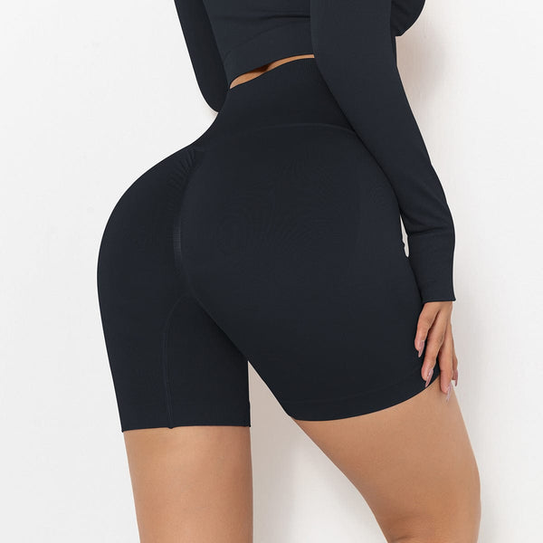 Anna Kaci Ribbed High Rise Sculpting Biker Shorts