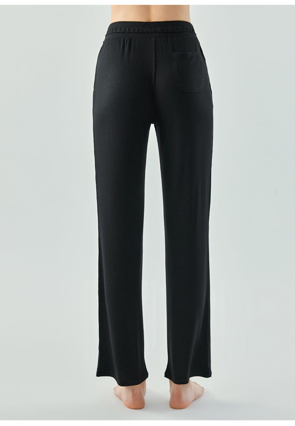 Anna Kaci Ribbed Knit Straight Jogger Pants