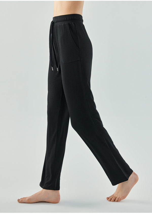 Anna Kaci Ribbed Knit Straight Jogger Pants