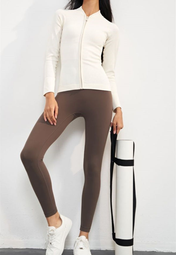 Anna Kaci Ribbed Knit Zip-Up Sports Jacket