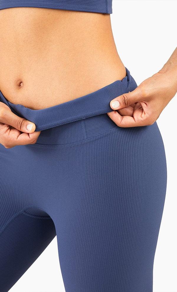 Anna Kaci Ribbed Mid Waist Leggings