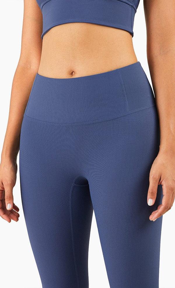 Anna Kaci Ribbed Mid Waist Leggings