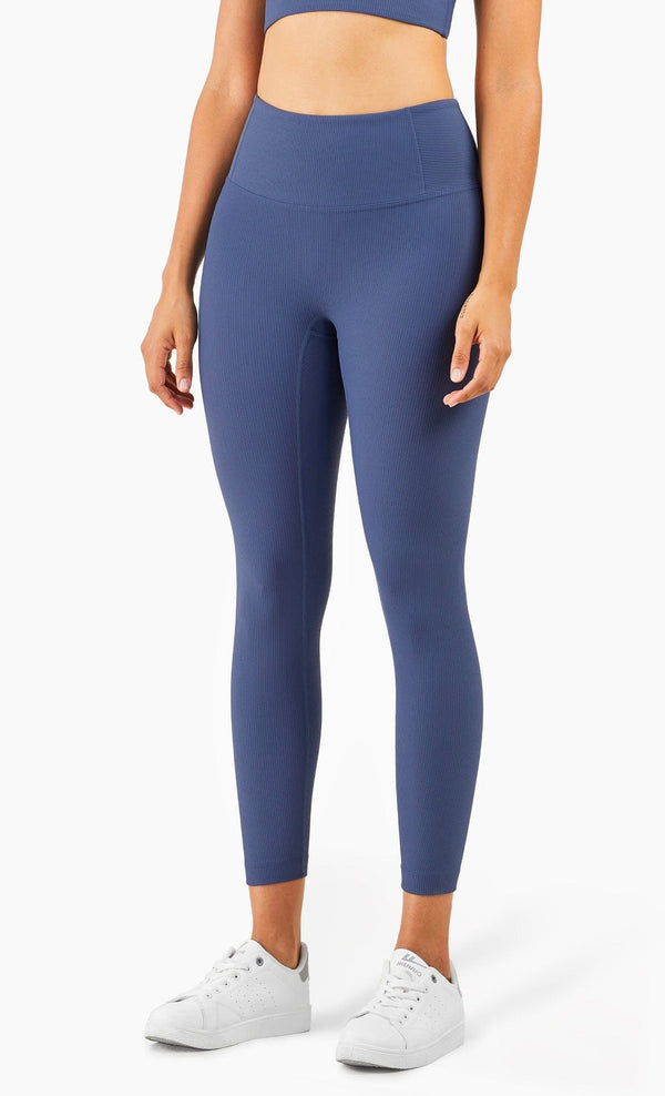 anna kaci Ribbed Mid Waist Leggings