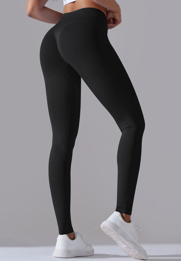 Anna Kaci Ribbed V-Waist Activewear Leggings